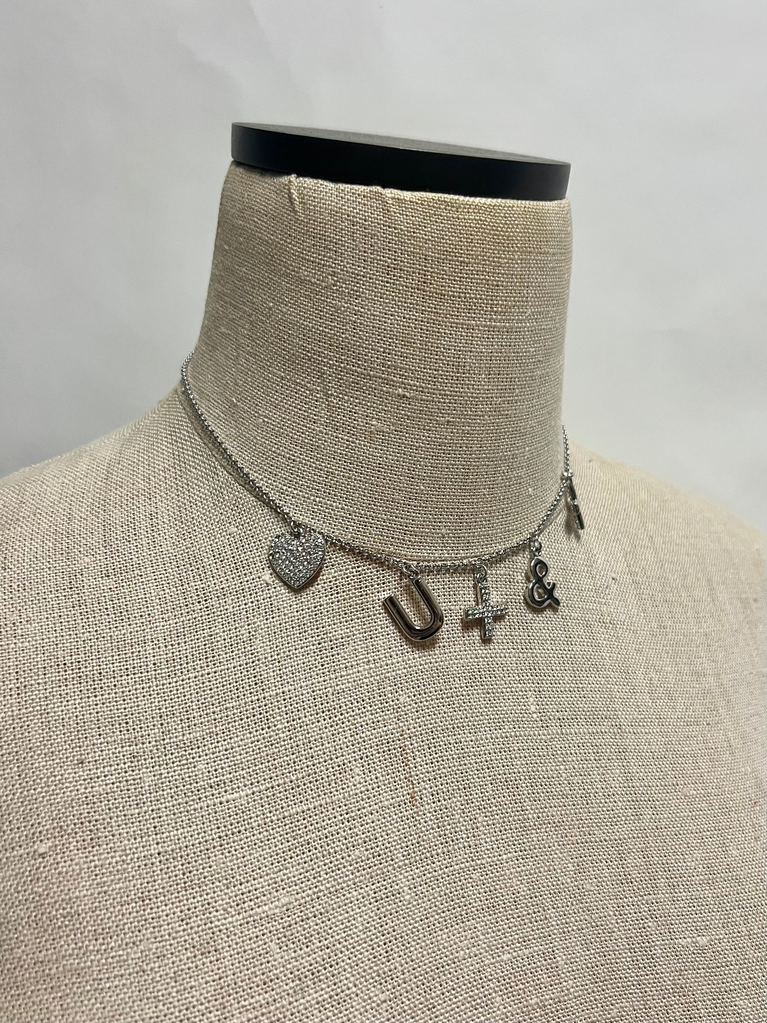 Swarovski silver charm necklace